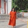 ARURA Raw Silk Maternity Maxi (Rust Orange)