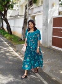 ARURA Vatican Silk Maternity Maxi (Peacock Blue Floral)
