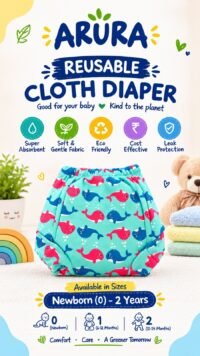 ARURA Reusable Dolphin Cloth Diaper